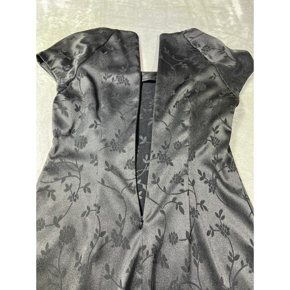 Whimsigoth Black Floral Jacquard Knee Length Dress Sz 8 Medium Gothic Cocktail - Picture 5 of 6